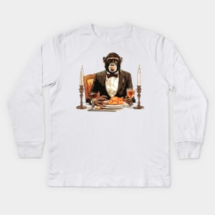 Happy Thanksgiving Monkey Kids Long Sleeve T-Shirt